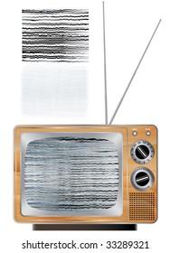 Vector Wooden Vintage Tv Set With Broken Screen Image