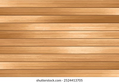 Vector wooden wall background. Horizontal realistic panel, brown wood grain texture, natural textured surface, top view of empty wooden floor. Vintage parquet, textured wallpaper with wood planks.