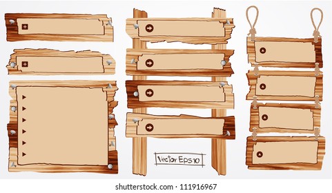 Vector wooden web site menu.