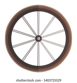 Vector wooden wheel flat icon illustration