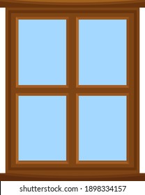Vector wooden window isolated on a white background.