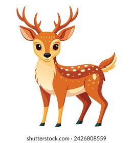 Vector woodland animal deer illustration on white