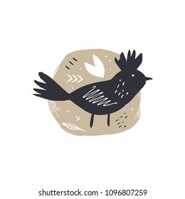 Vector woodland animal print. Stylized bird. Clipart, isolated details.