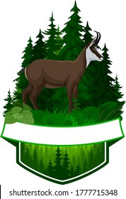 	
vector woodland emblem with chamois