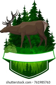 vector woodland emblem with deer
