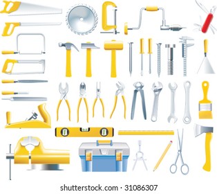 Vector woodworker tools icon set - Shutterstock ID 31086307