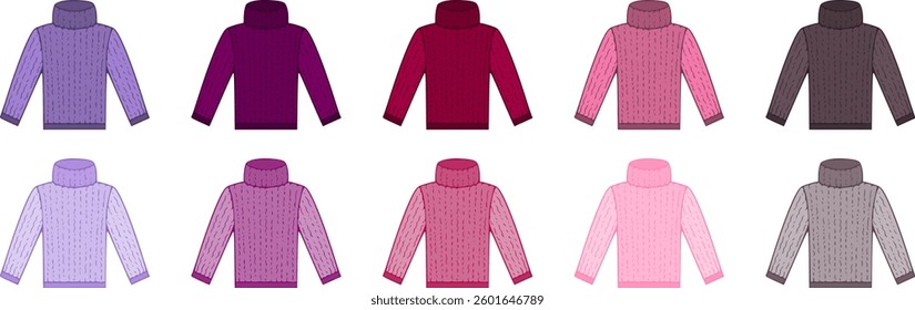 Vector wool fashion clothes of sweaters. 