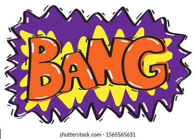 Vector word BANG freehand doodle for comic.Drawing word BANG.