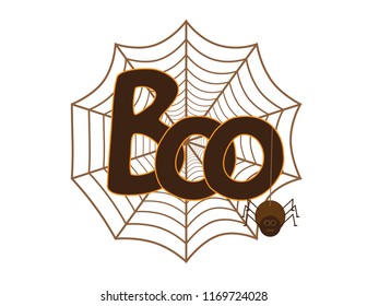 Vector word BOO on Spider web 