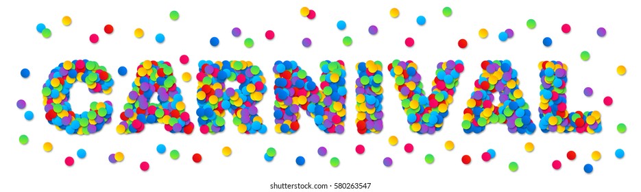 Vector word carnival made from colorful paper confetti isolated on white background