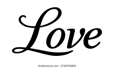 Vektorwort "Liebe" im sauberen modernen Stil. Romantische Typografie zum Valentinstag, Hochzeitsdesign, Branding, Grußkarten, Poster, soziale Medien, Geschenkverpackungen und E-Commerce-Projekte. 