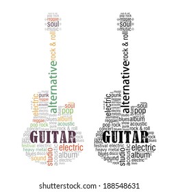 Vector word cloud concept of electric guitar