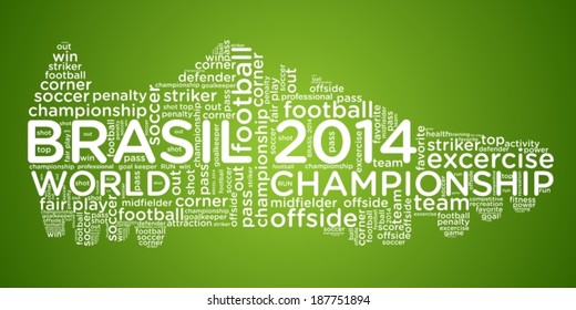 Vector word cloud concept of football boots on green background