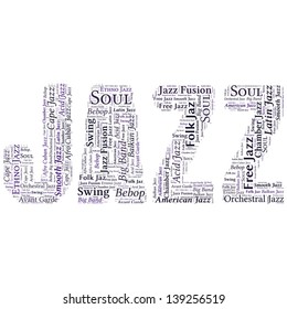 Vector Word Cloud with the word of Jazz on white background