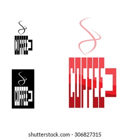 vector word coffee from shades of red in a cup shape can be used as logotype