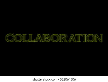 Vector word collaboration,  green light on black background