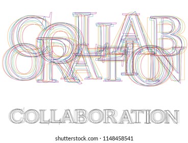 Vector word Collaboration, made with colorful lines in confusion