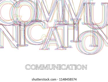 Vector word Communication, made with colorful lines in confusion