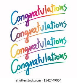 Vector - The word Congratulations. Vector banner with the text colored rainbow.