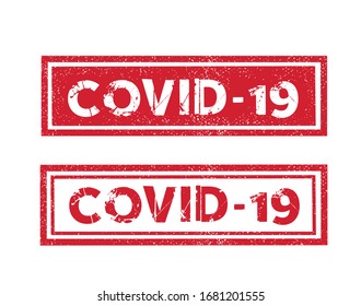 Vector word COVID-19 Coronavirus red ink stamp seal dangerous message with grunge effect