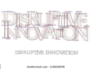 Vector Word Disruptive Innovation, Made With Colorful Lines In Confusion