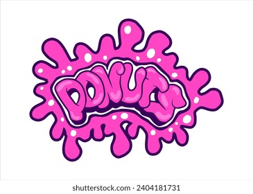 vector word donuts in pink color with glare and outline isolated on white background. concept for logo