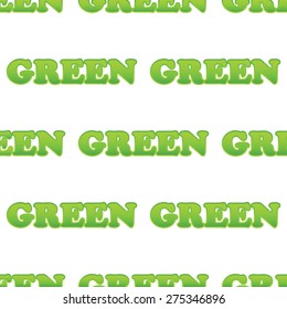 Vector word GREEN repeated on white background