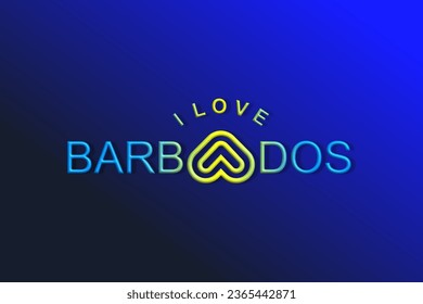 Vector es la palabra "AMO BARBADOS". Redondeado, contorno y elegante.