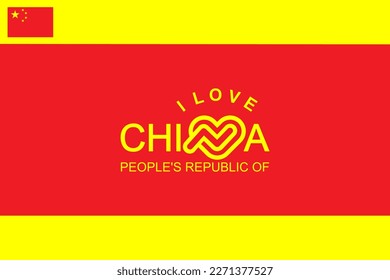 El vector es la palabra "AMO a CHINA. AMARILLO Y ROJO.