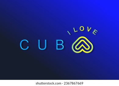 Vector is the word "I LOVE CUBA". Rounded, outline and elegant.