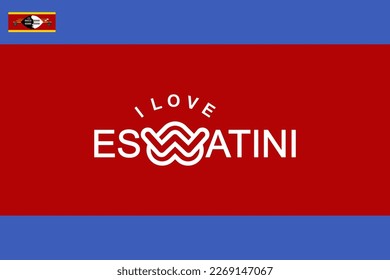 Vector ist das Wort "I LOVE E S W A T I N I". Blau und Rot elegant.