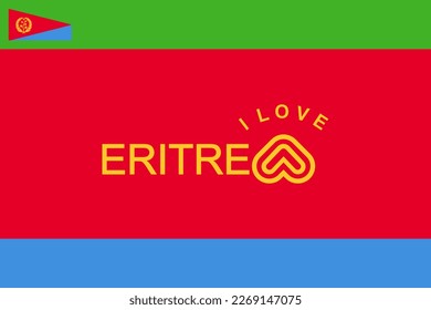 Vector is the word "I LOVE ERITREA". Blue, orange and red elegant.