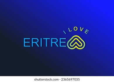 Vector is the word "I LOVE ERITREA". Rounded, outline and elegant.
