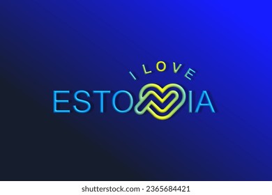 Vector is the word "I LOVE ESTONIA". Rounded, outline and elegant.