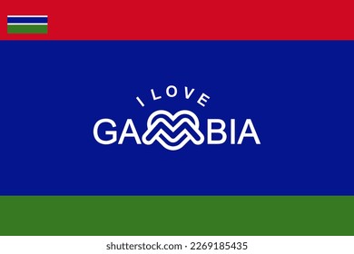 Vector is the word "I LOVE GAMBIA". Red and Blue.
