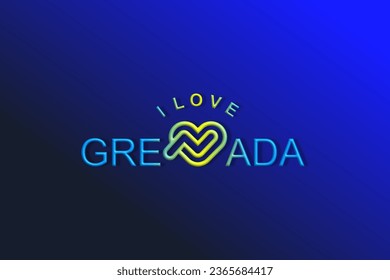 Vector is the word "I LOVE GRENADA". Rounded, outline and elegant.