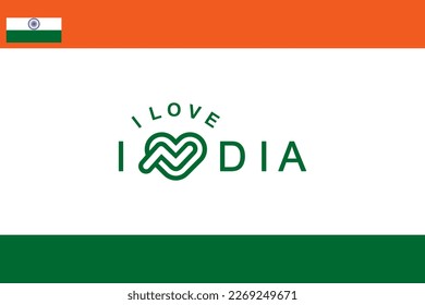 El vector es la palabra "AMO a la INDIA". Rojo y naranja.