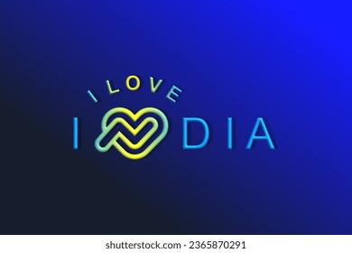 Vector is the word "I LOVE INDIA". Rounded, outline and elegant.