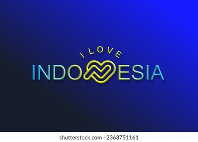 Vector is the word "I LOVE INDONESIA". Rounded, outline and elegant