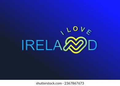 Vector is the word "I LOVE IRELAND". Rounded, outline and elegant.