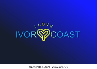 Vector is the word "I LOVE IVORY COAST". Rounded, outline and elegant