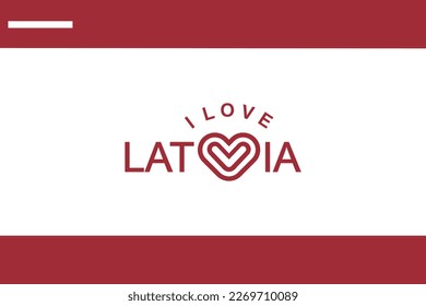 Vector is the word "I LOVE LATVIA". Red and white.