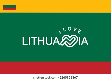 Vector is the word "I LOVE LITHUANIA". Yellow, Brown and Red.