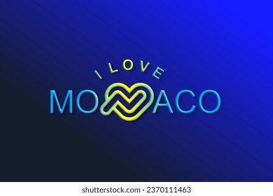 Vector is the word "I LOVE MONACO". Rounded, outline and elegant