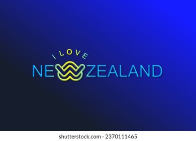 Vector is the word "I LOVE NEW ZEALAND". Rounded, outline and elegant