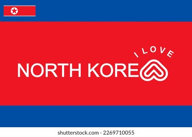 Vector is the word "I LOVE NORTH KOREA". Red and Blue.
