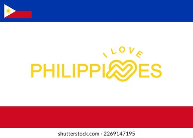 Vector es la palabra "AMO FILIPINAS". Azul, blanco y rojo elegante.