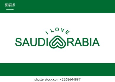 Vector es la palabra "AMO ARABIA SAUDITA". Elegante verde.