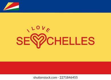 Vector ist das Wort "I LIVE SEYCHELLES. GELB, ROT UND BLAU.