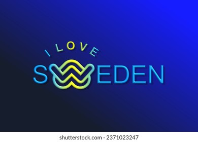 Vector is the word "I LOVE SWEDEN". Rounded, outline and elegant